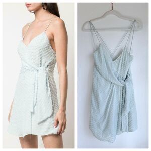 Alice + Olivia Katie Silk Swiss Dot Open Back Strappy Dress in Seafoam Green 4